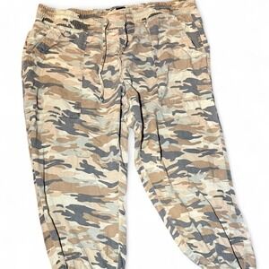 GAP Womens XL Camo Joggers Elastic Waist Drawstring Camouflage Pants Green Tan